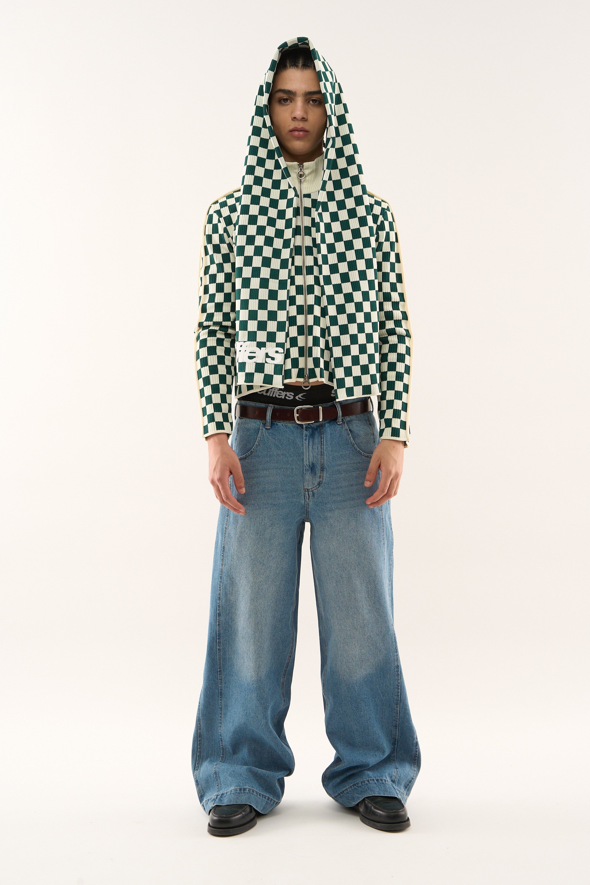 Zamek błyskawiczny w zieloną kratkę Monaco