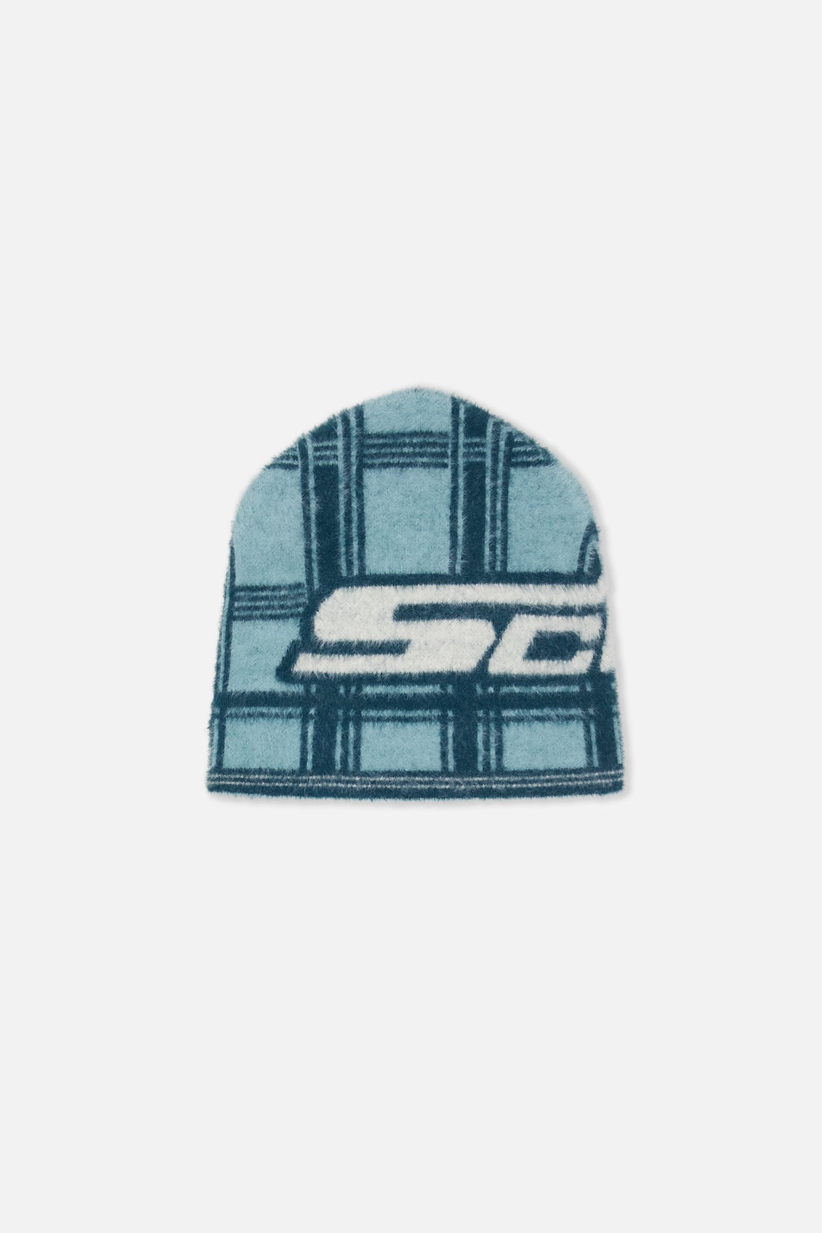 Czapka z moheru w kratkę