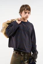 Surowy, brązowy, prążkowany, długi rękaw