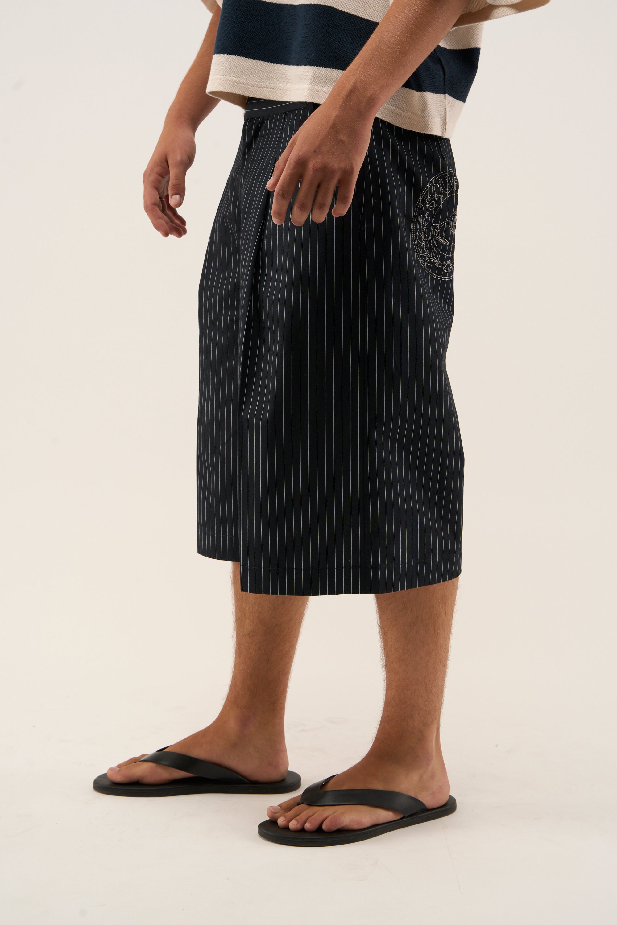 Szorty Maison Navy Pinstripe