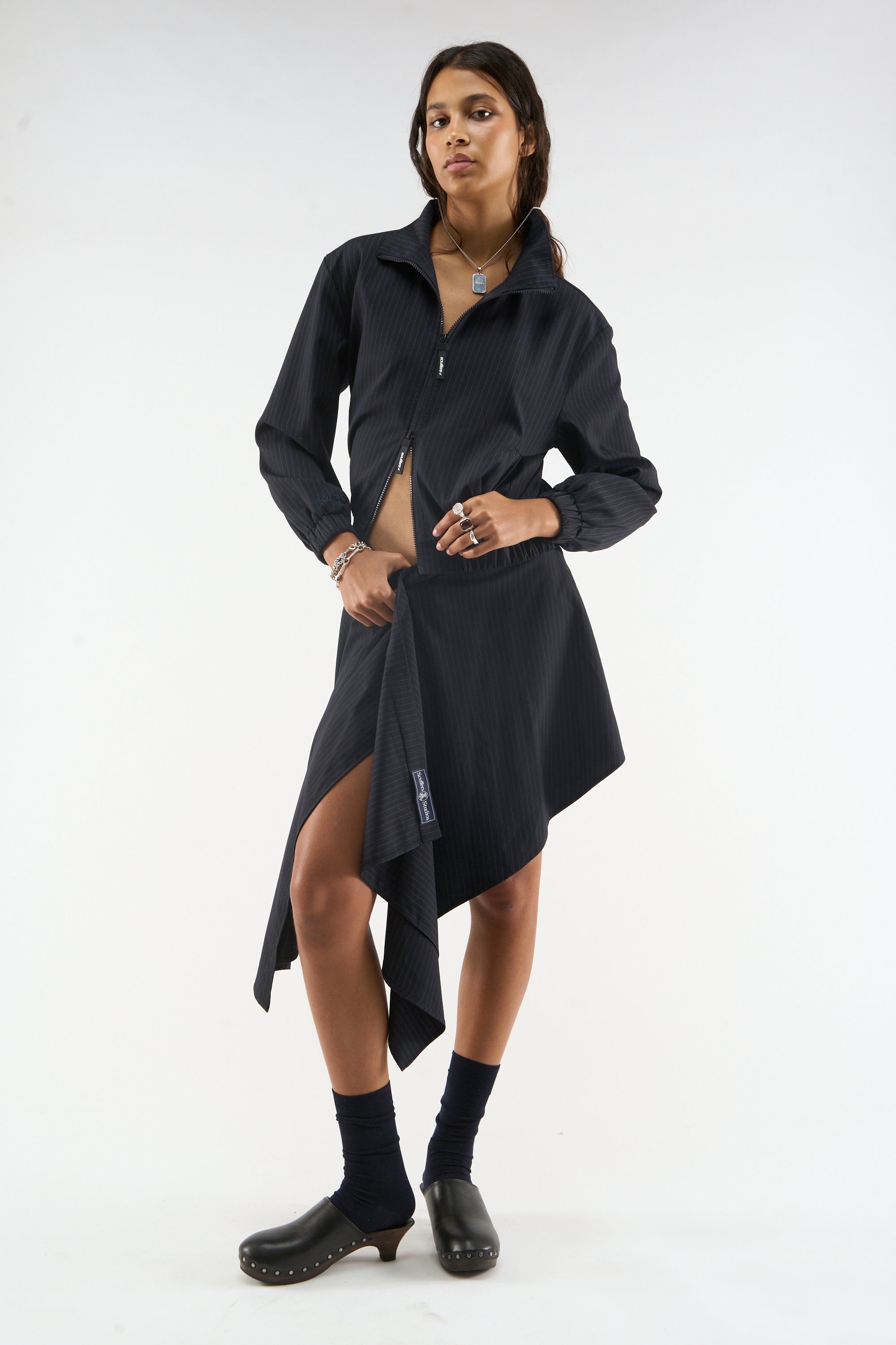 Nautica Navy Pinstripe Skirt