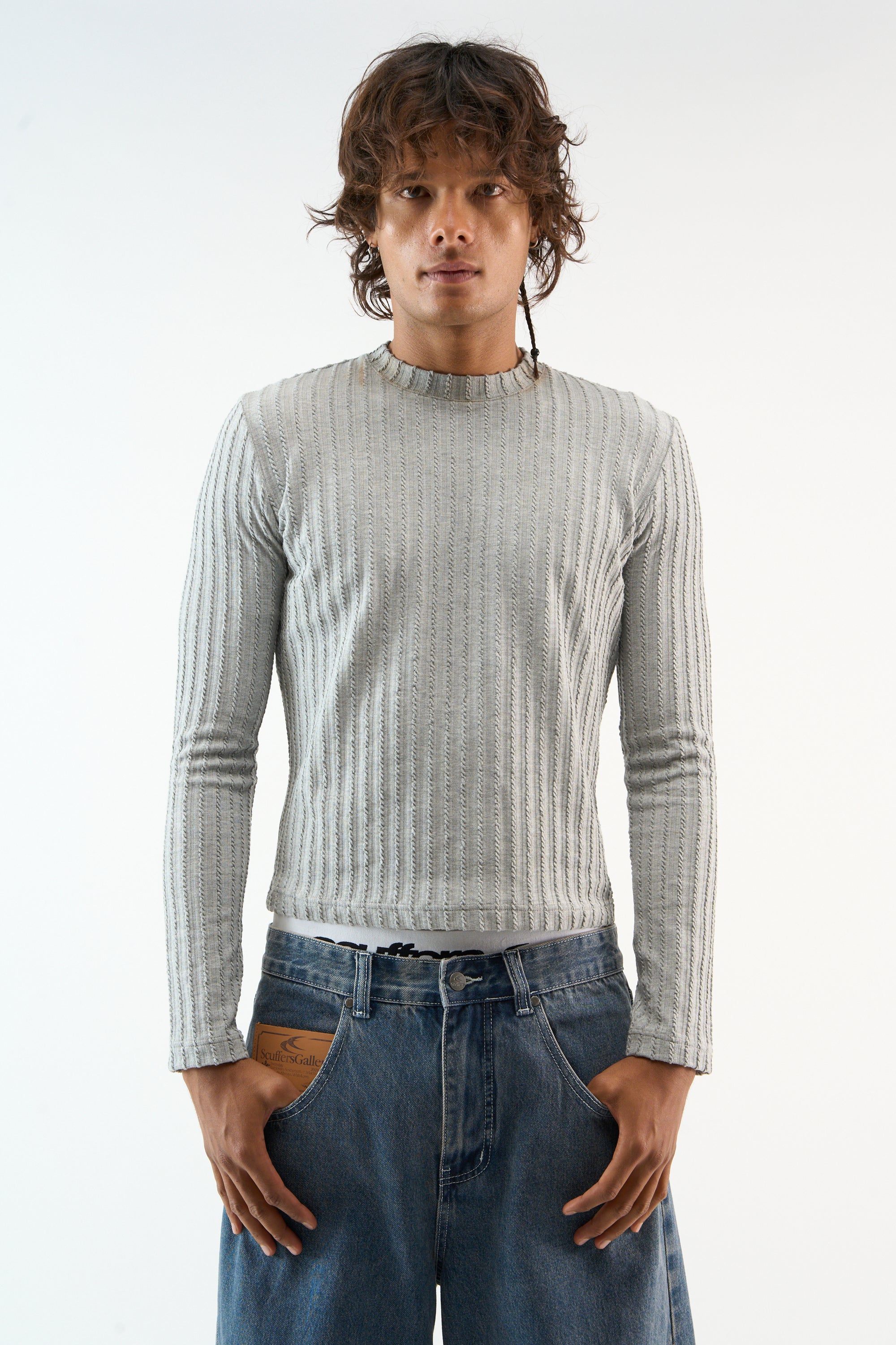 Elegancki szary długi rękaw