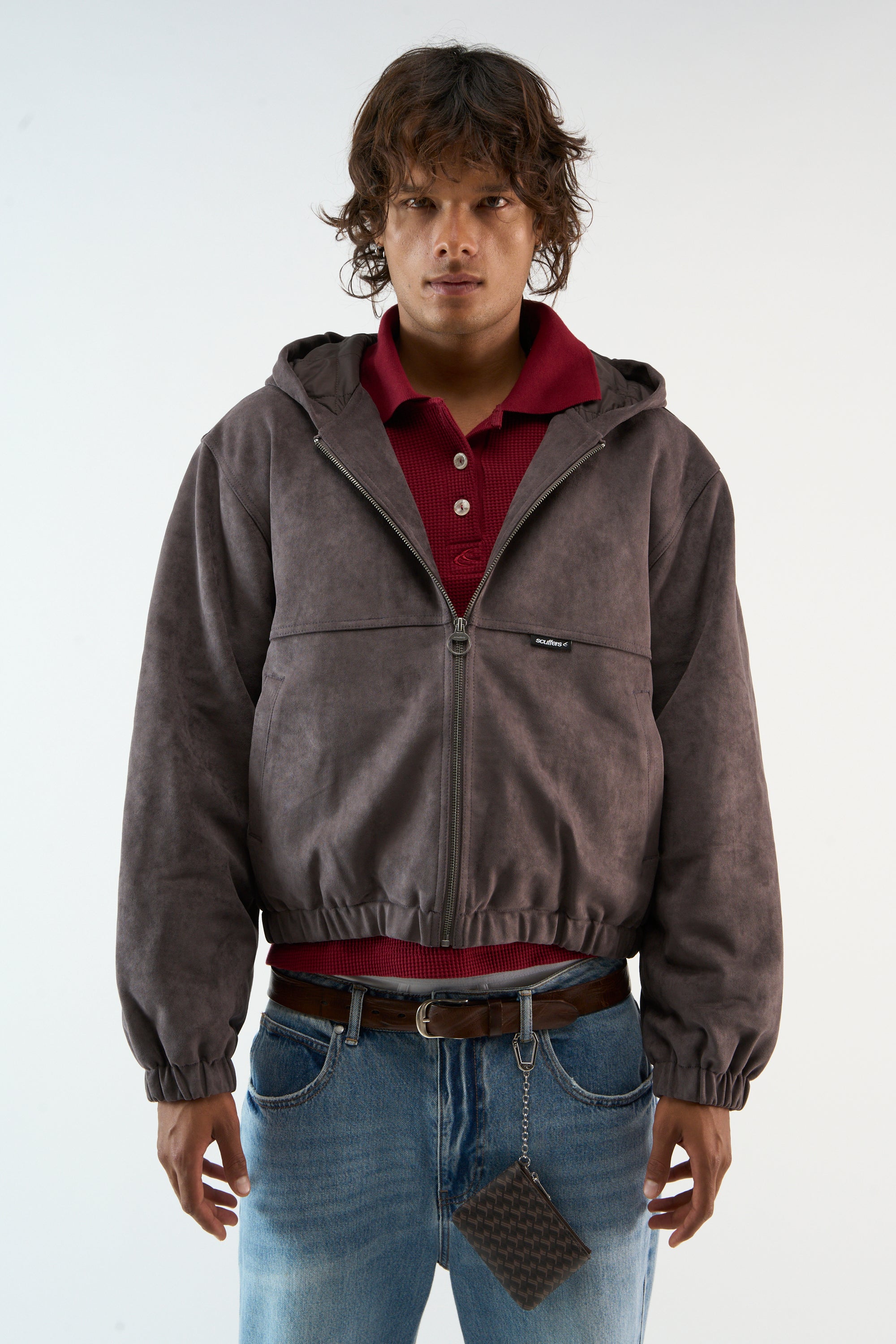 Ciemna kurtka robocza zamszowa