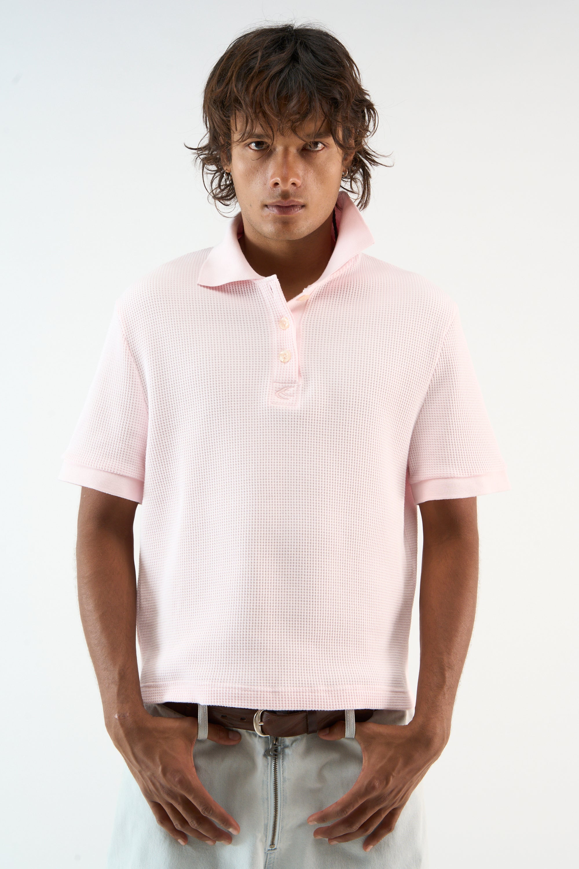 Waffle Pink Polo