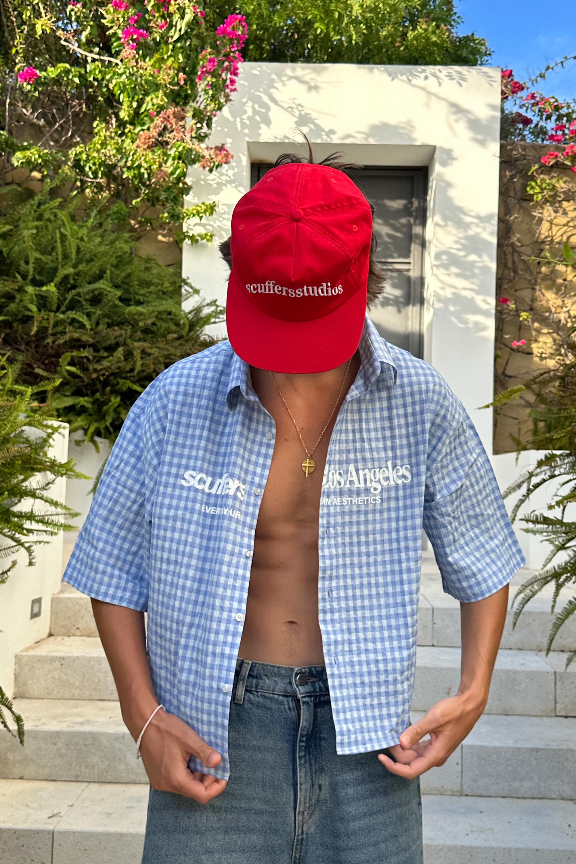 Koszula w kratkę „Nie LA Yet” w kolorze niebieskim