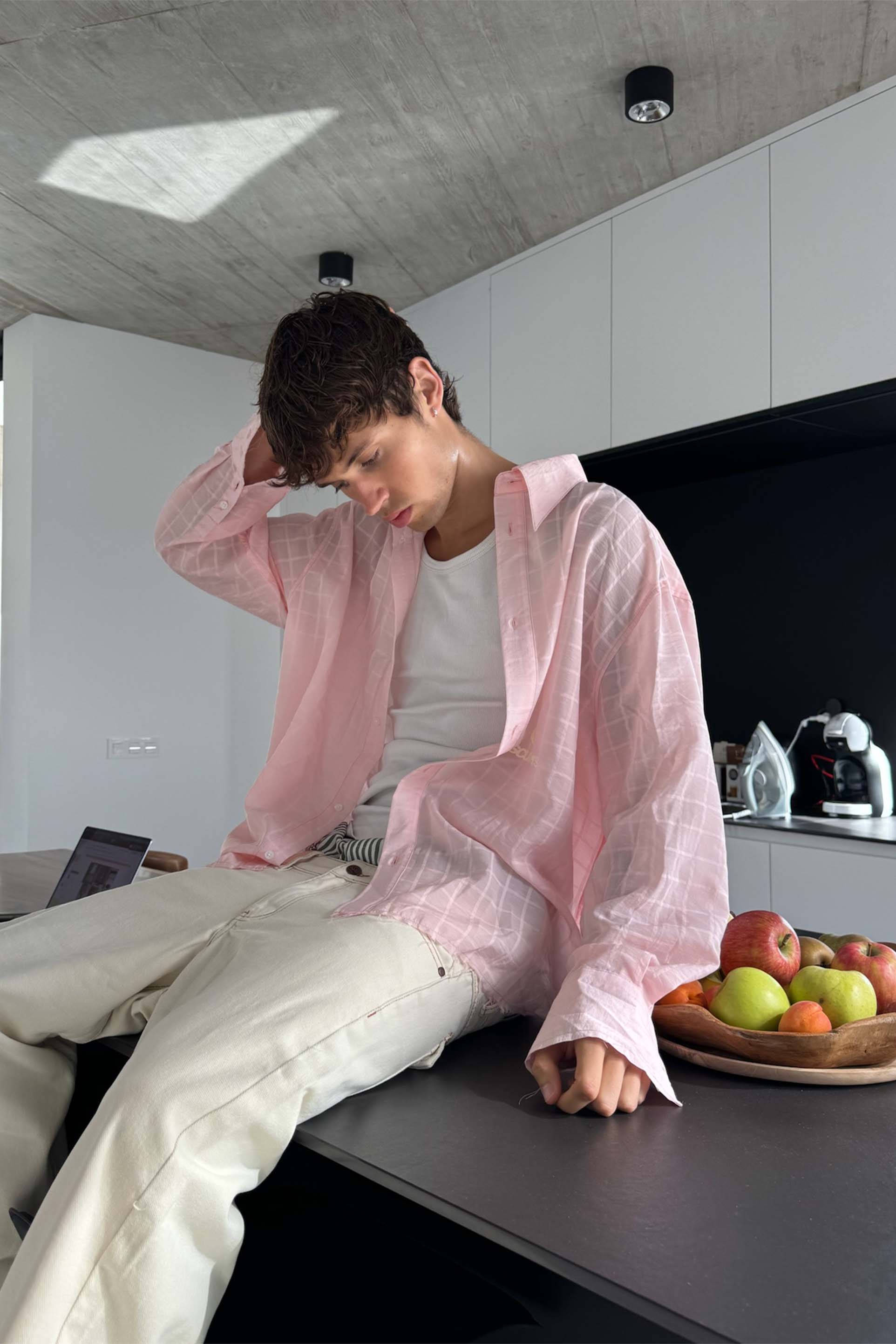 Koszula łososiowa z lat 70.