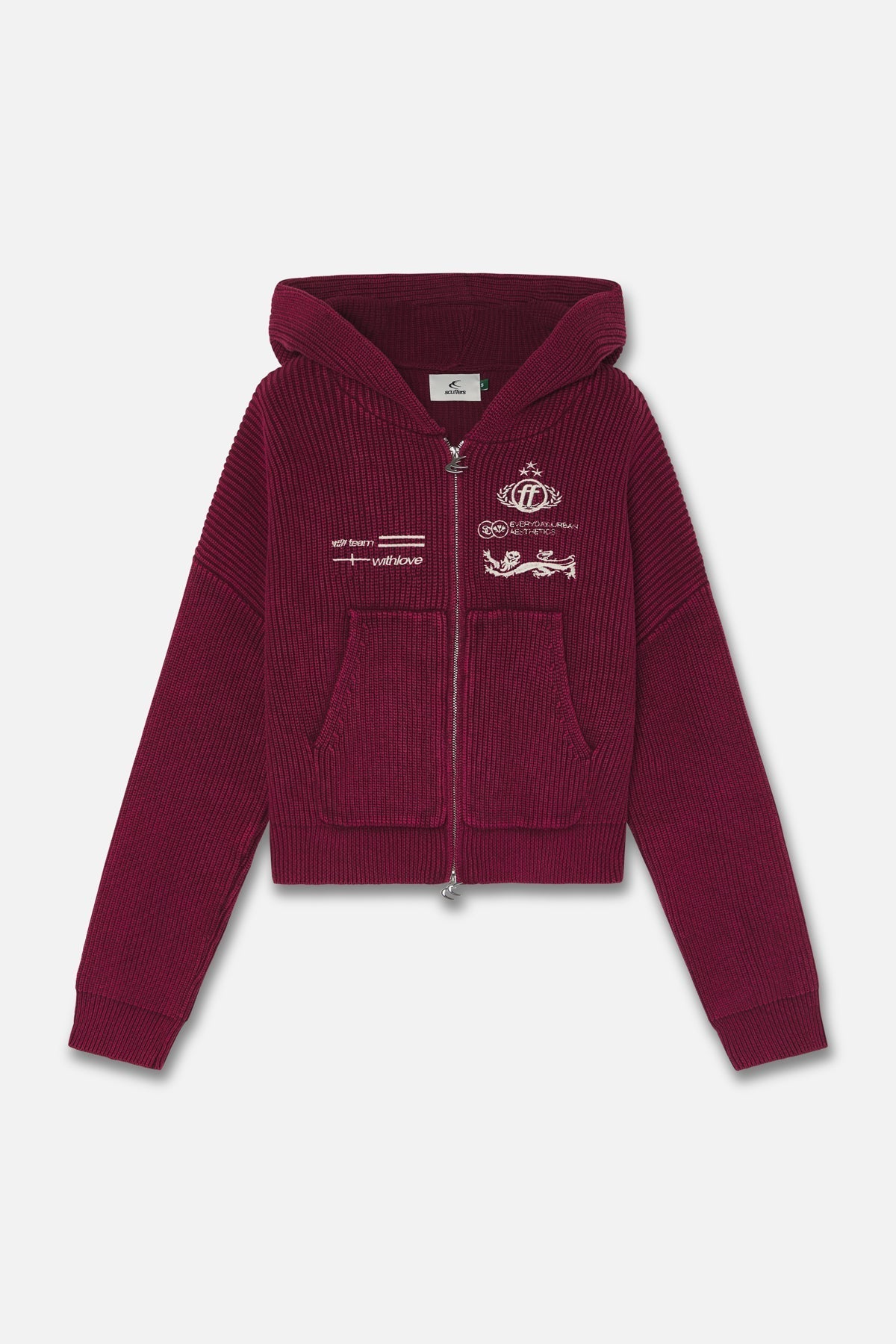 Burgundowy dzianinowy zamek błyskawiczny