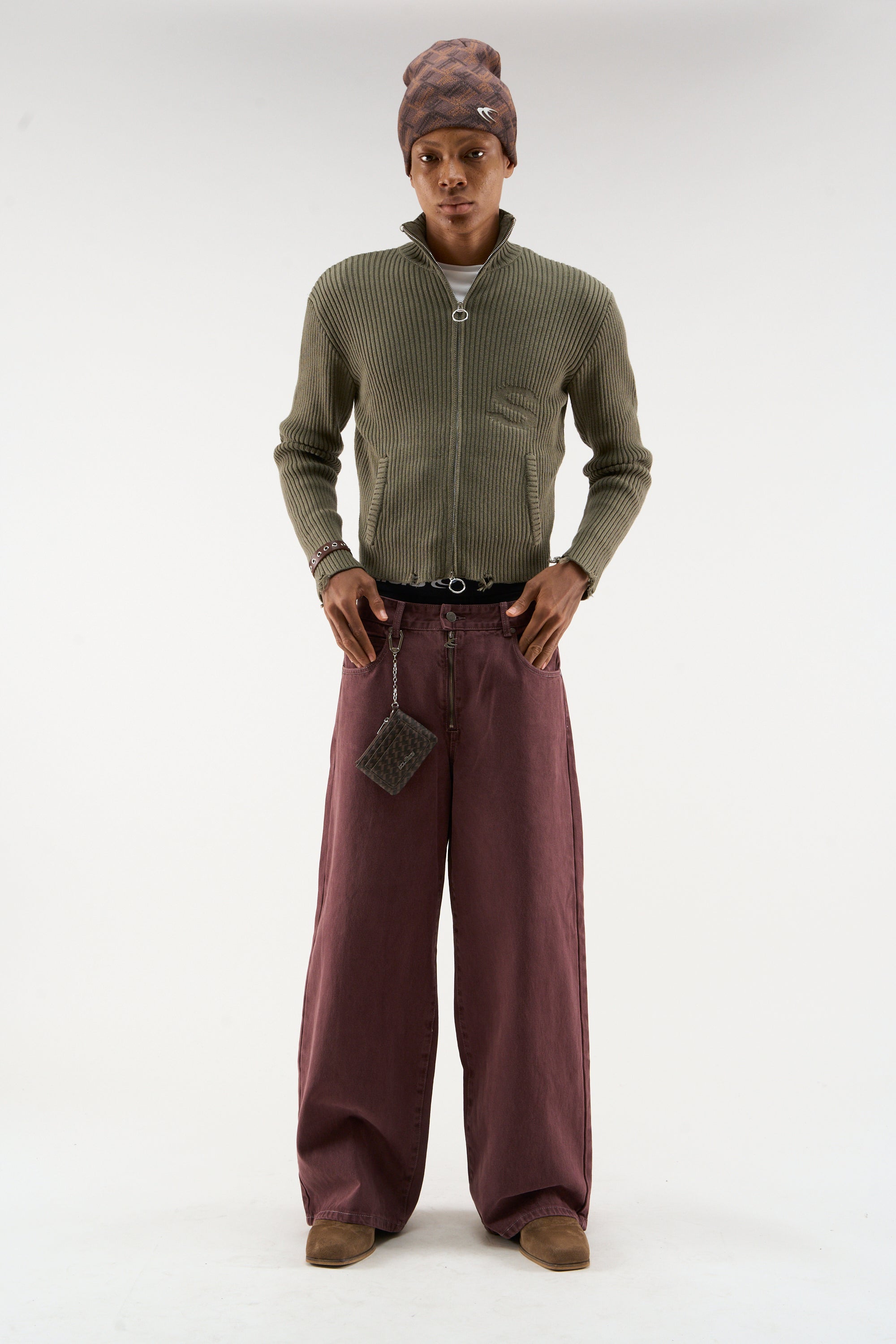 Zielony zamek błyskawiczny Bawdy Knit