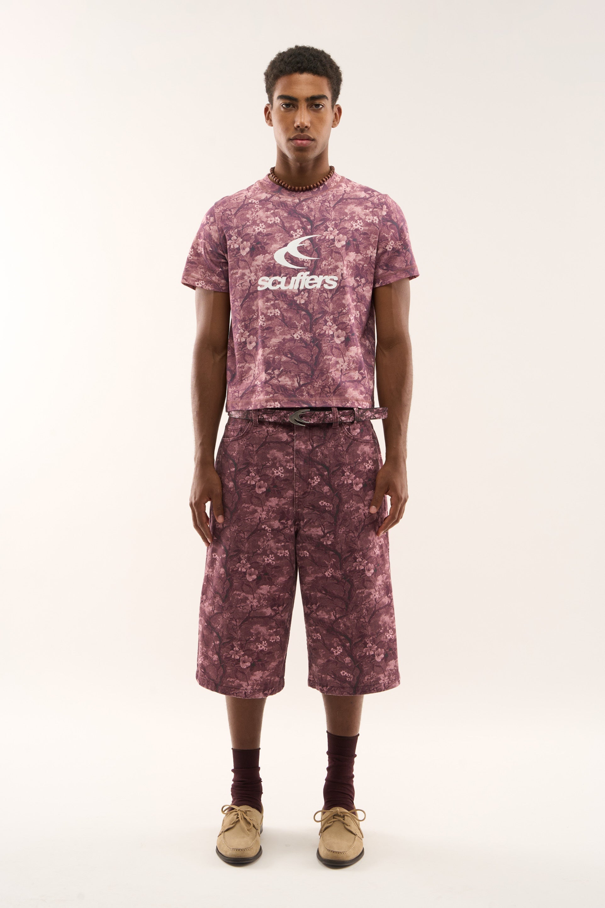 Dopasowana koszulka Real Flower w kolorze bordowym