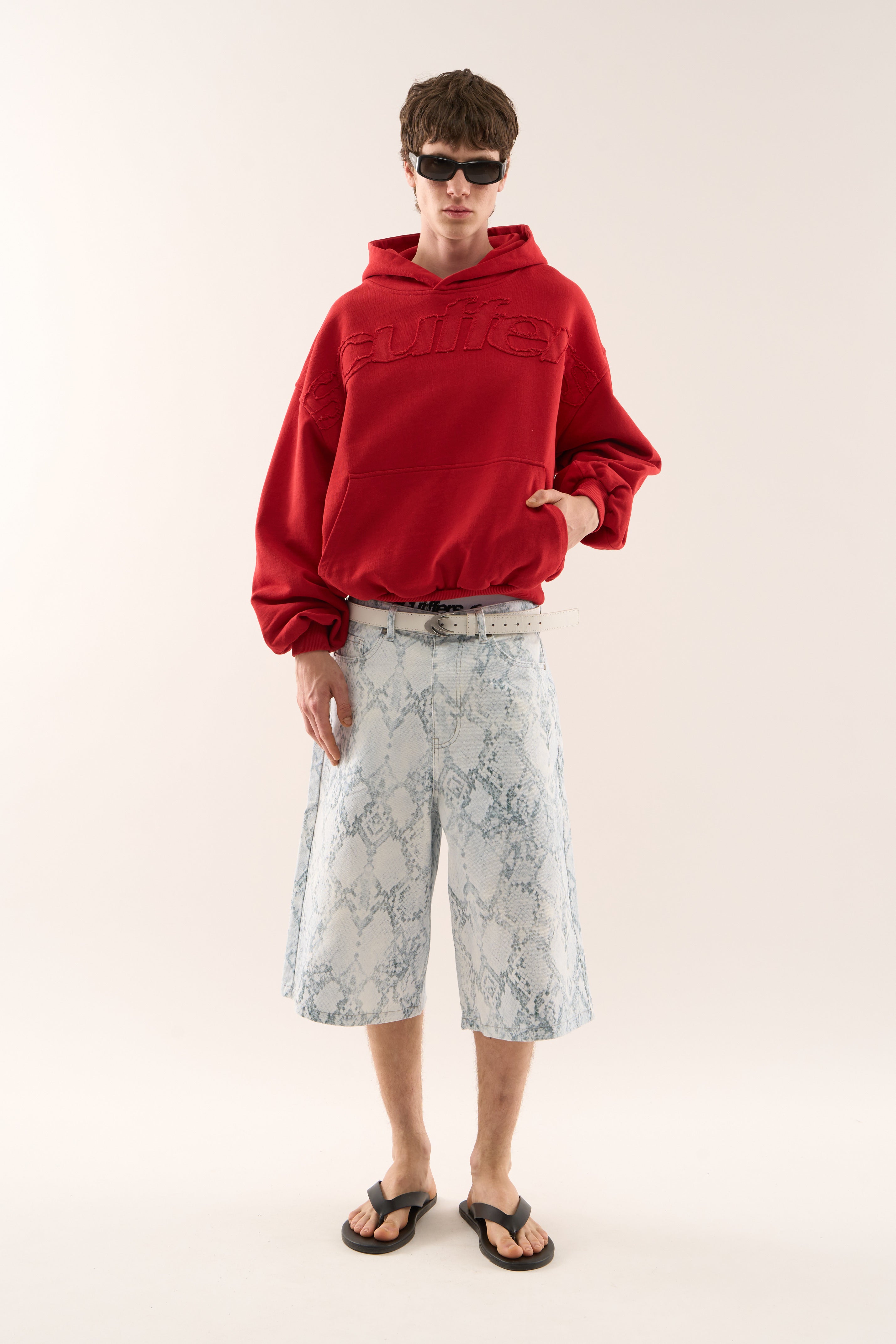 Szorty Jumbo Light Blue z nadrukiem węża