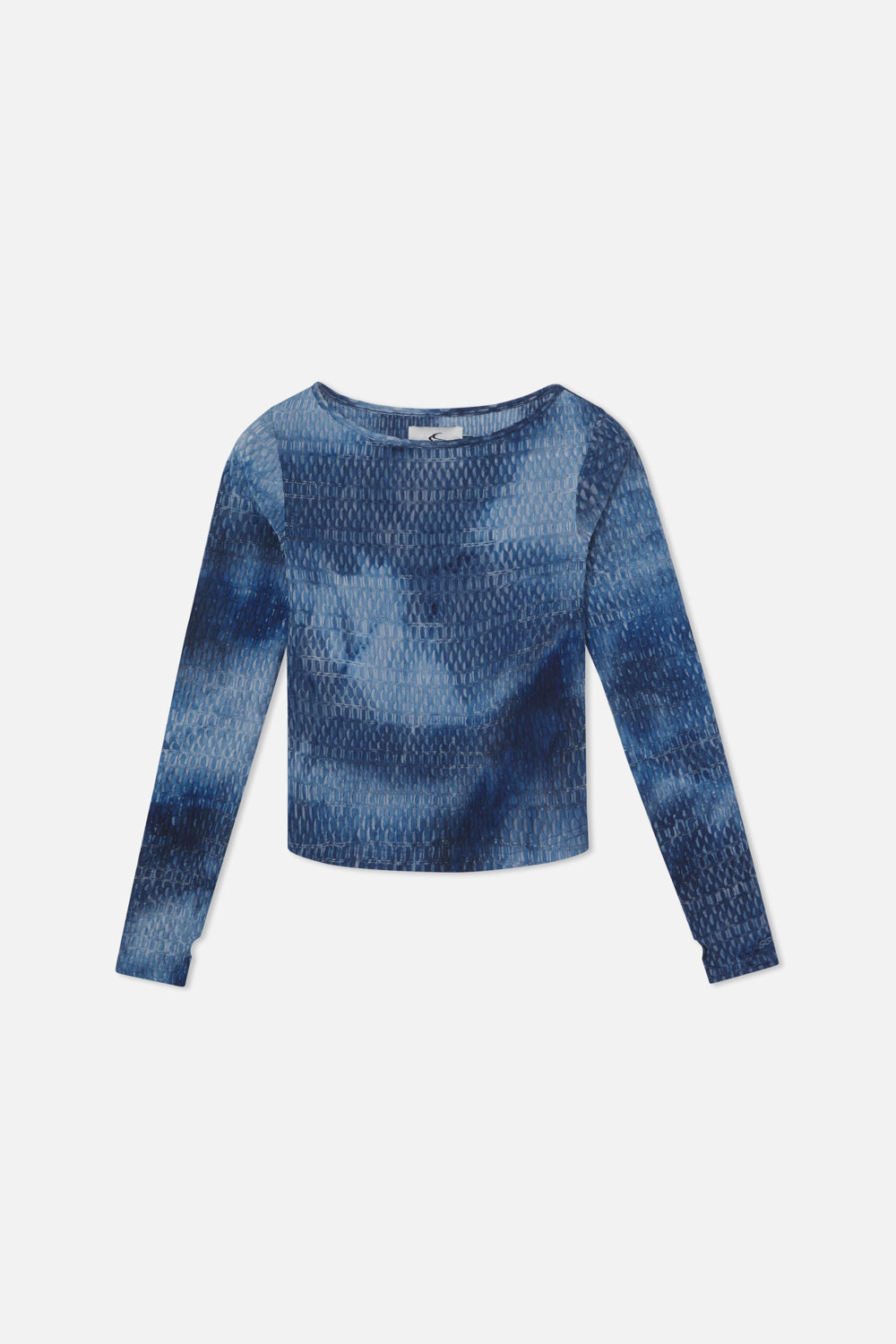 Tekst Niebieski Długi Rękaw